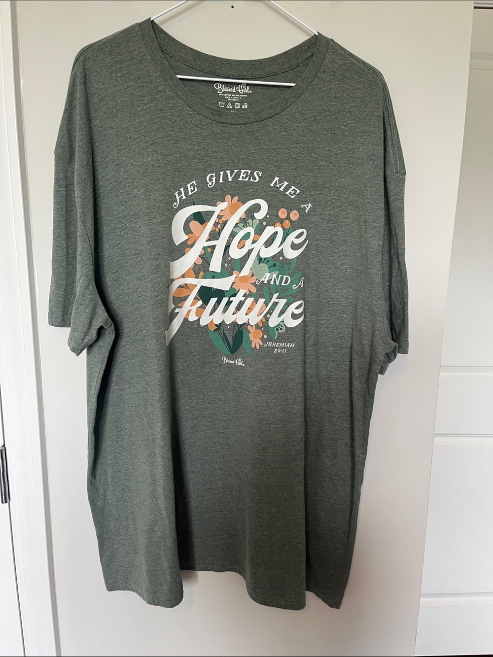 Blessed Girl Olive Green Short Sleeve Graphic Tee - Hope & Future